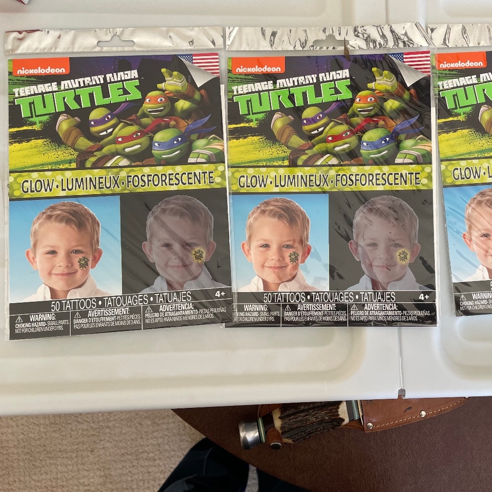 teenage mutant ninja turtles face tattoo (set of 3)